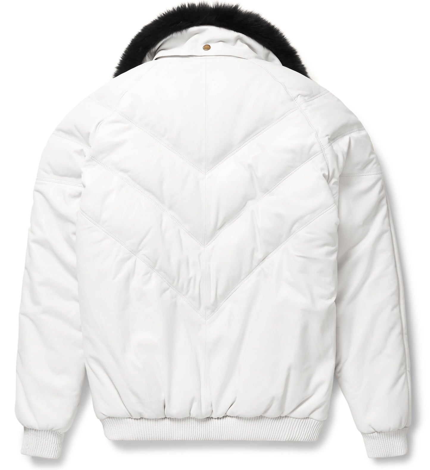Premium Avanzar White Leather V-Bomber Jacket