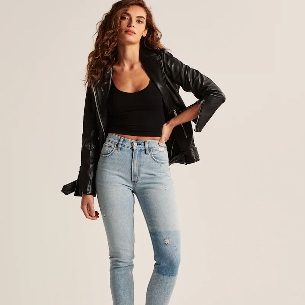 Women's Biker Lambskin Leather Jacket