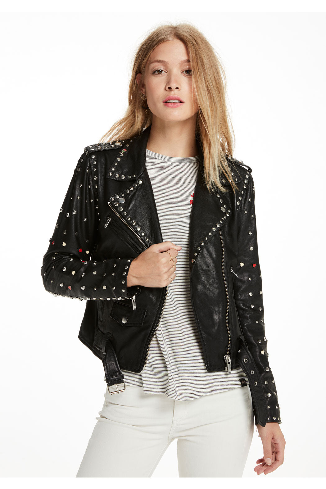 Black Women’s Spiked Studded Leather Motorcycle Jacket