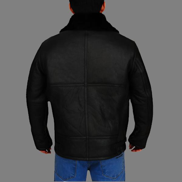 B3 Aviator Bomber Sheepskin Black Leather Jacket