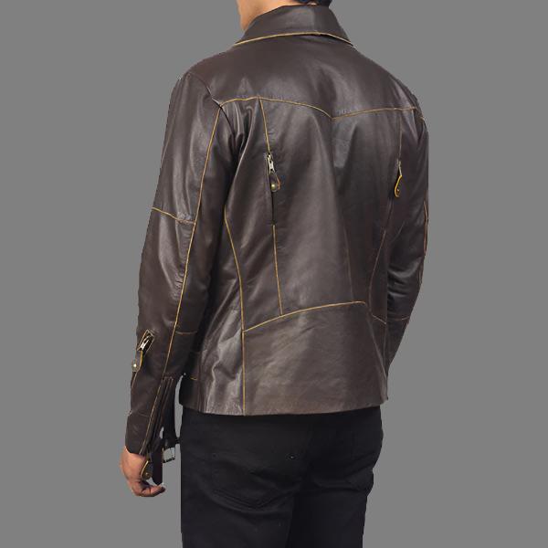 Vincent Brown Leather Biker Jacket