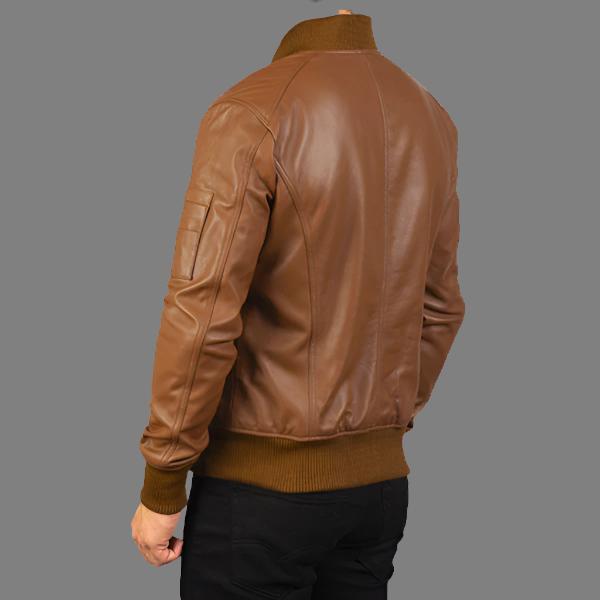 Bomia Ma-1 Brown Leather Bomber Jacket