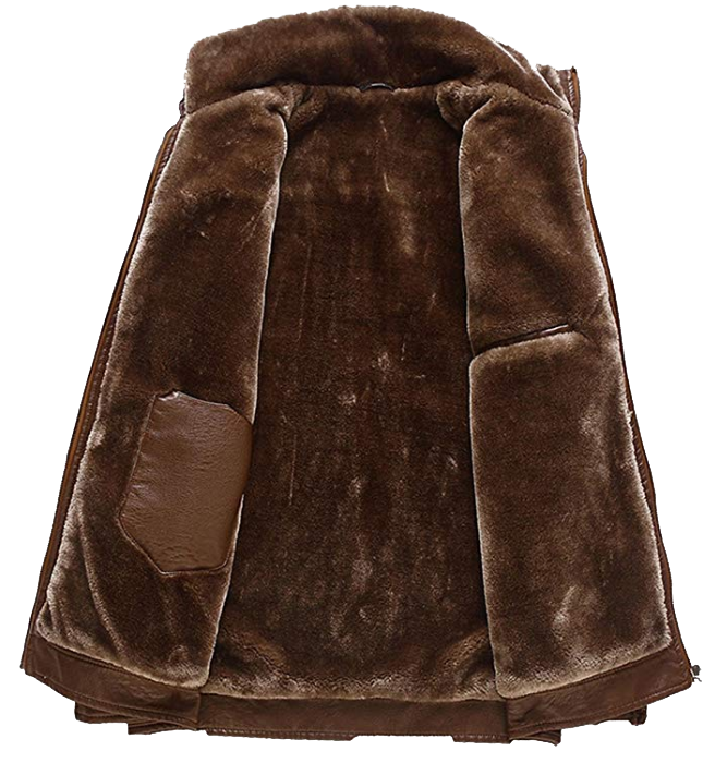 Brown Leather Jacket with Luxurious Fur
