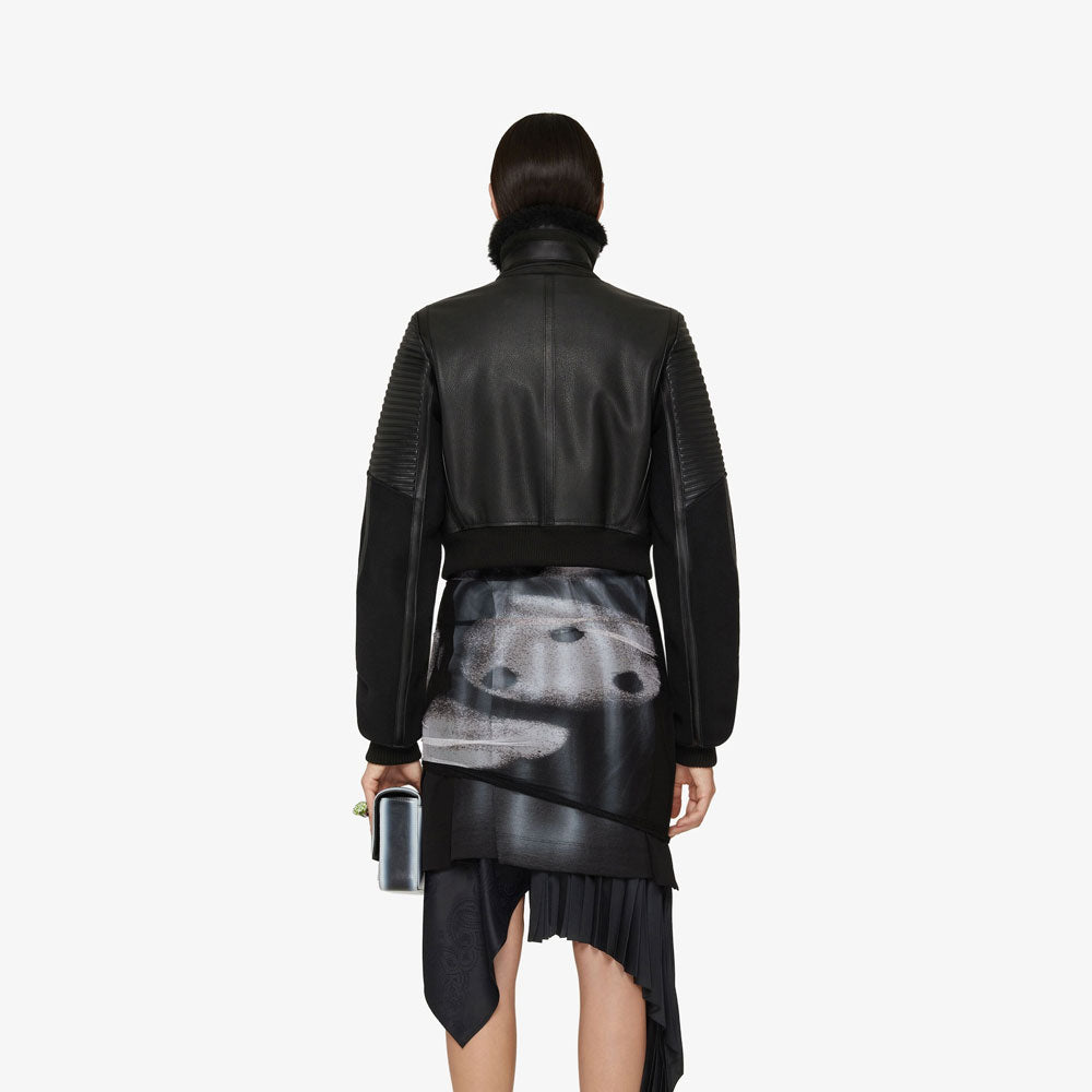 Women's Black RAF Sheepskin Shearling Aviator Leather Bomber Jacket