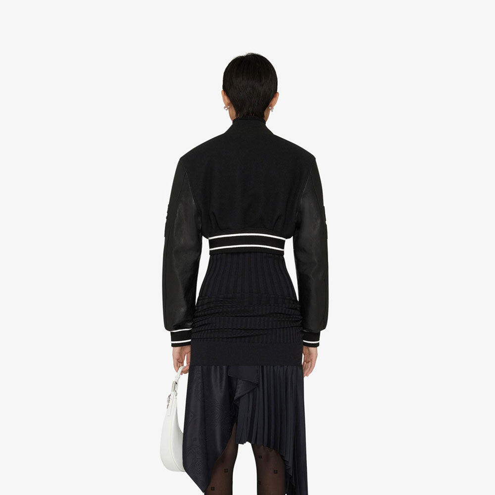 Black Women's Aviator Sheepskin Leather Bomber Jacket