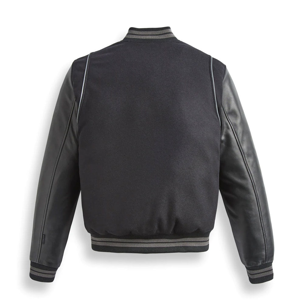 Men’s Black Varsity Leather Bomber Jacket