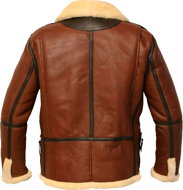 New Men’s Distressed Flight Leather Jacket with Fur