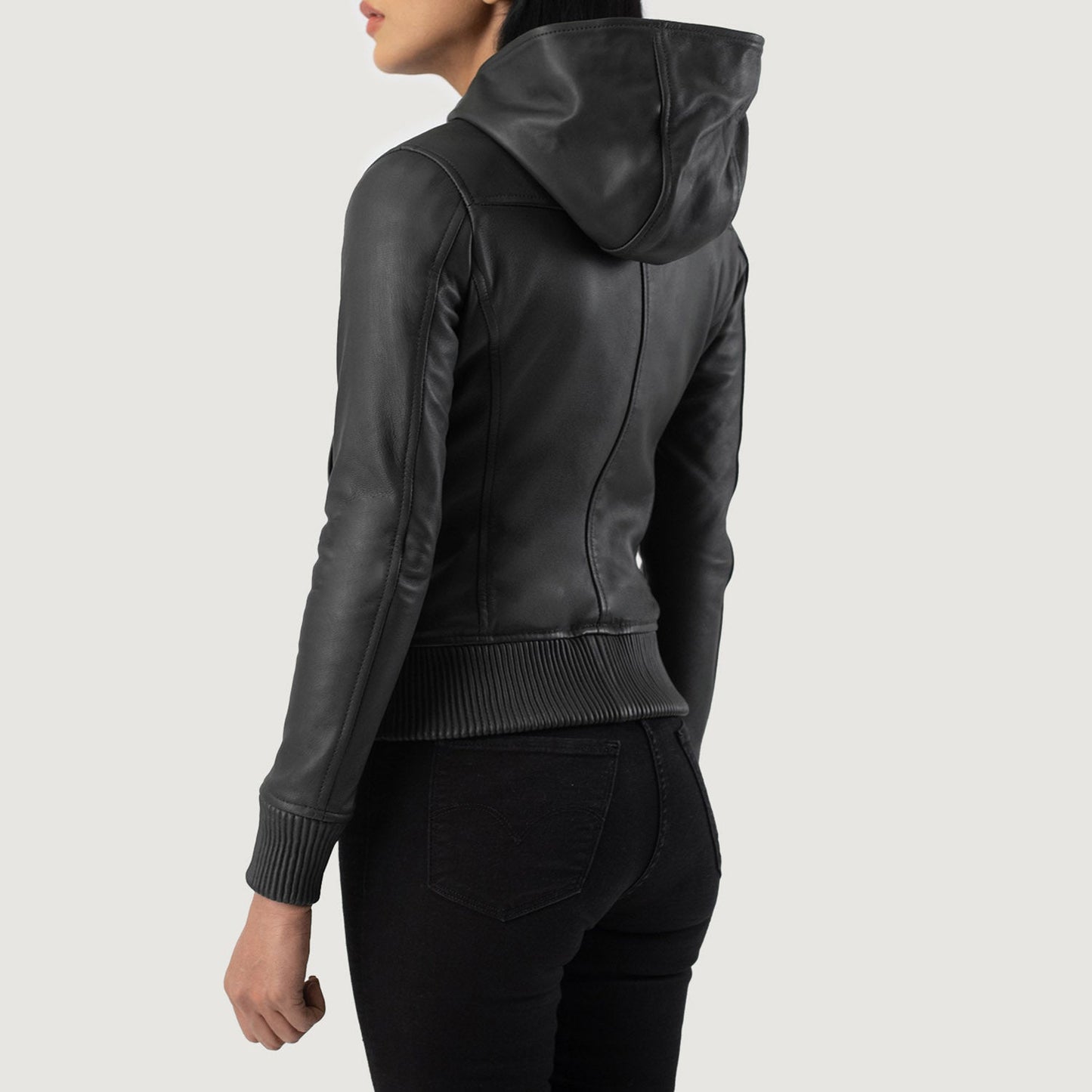 Luna Black Hooded Leather Bomber Jacket Chic, Bold & Versatile