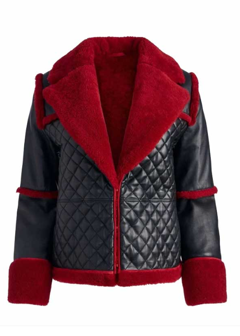 Women's Black Quilted Sheepskin Bomber Leather Blazer