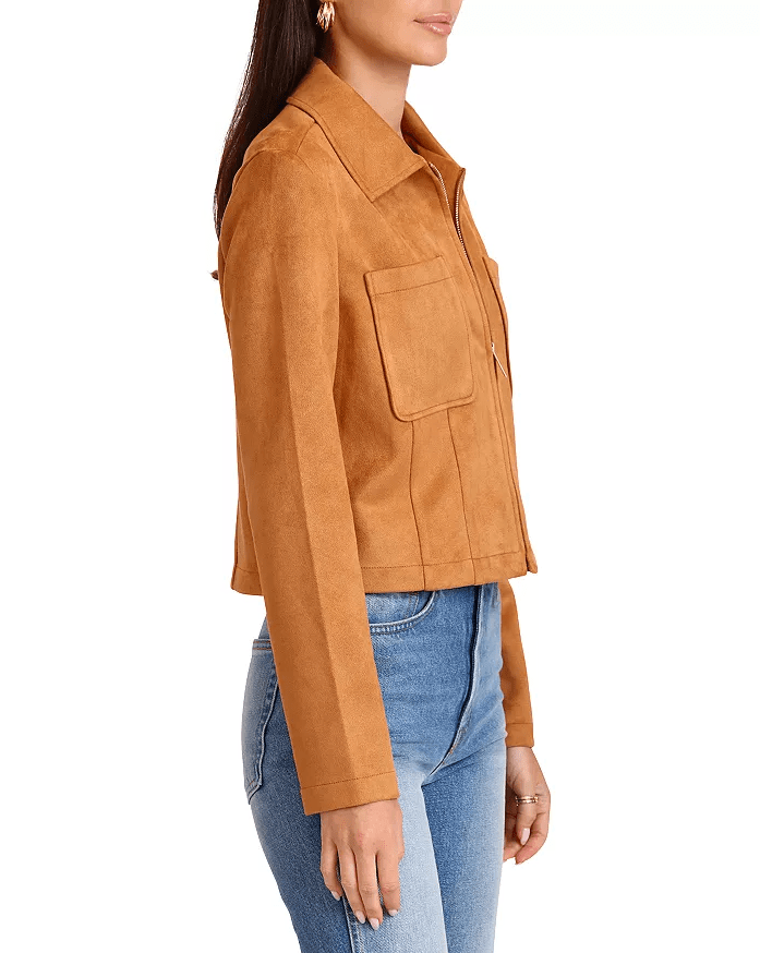 Women's Brown Suede Leather Harrington Jacket