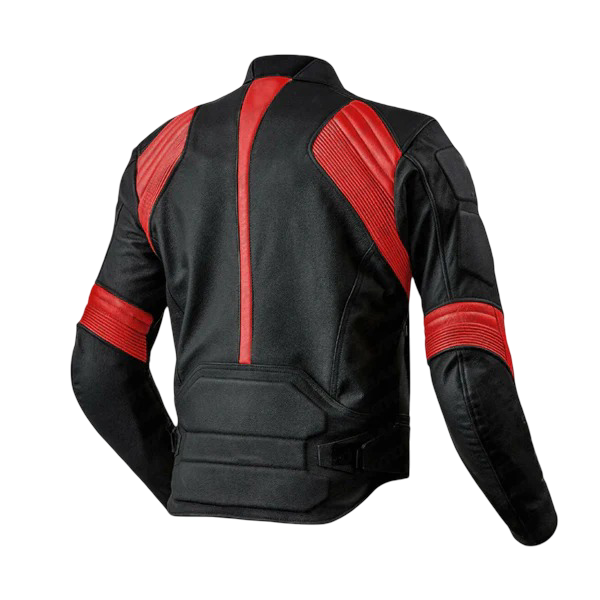 Redline Black & Red Padded Leather Moto Jacket