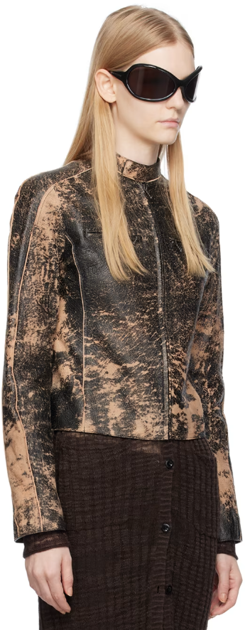 Women's Distressed Black Motorcycle Leather Jacket