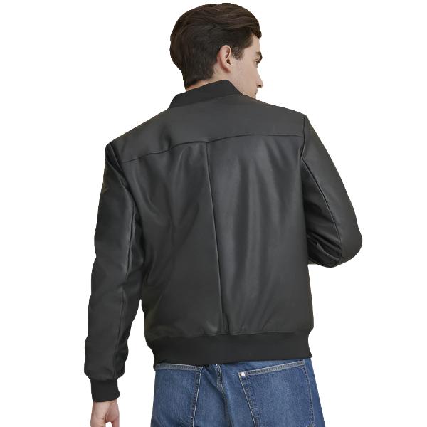 Men’s Black Leather Bomber Jacket