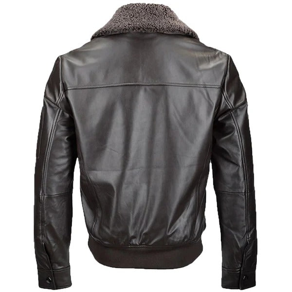 Men’s Black Leather Aviator Flight Jacket Avanzar Leather