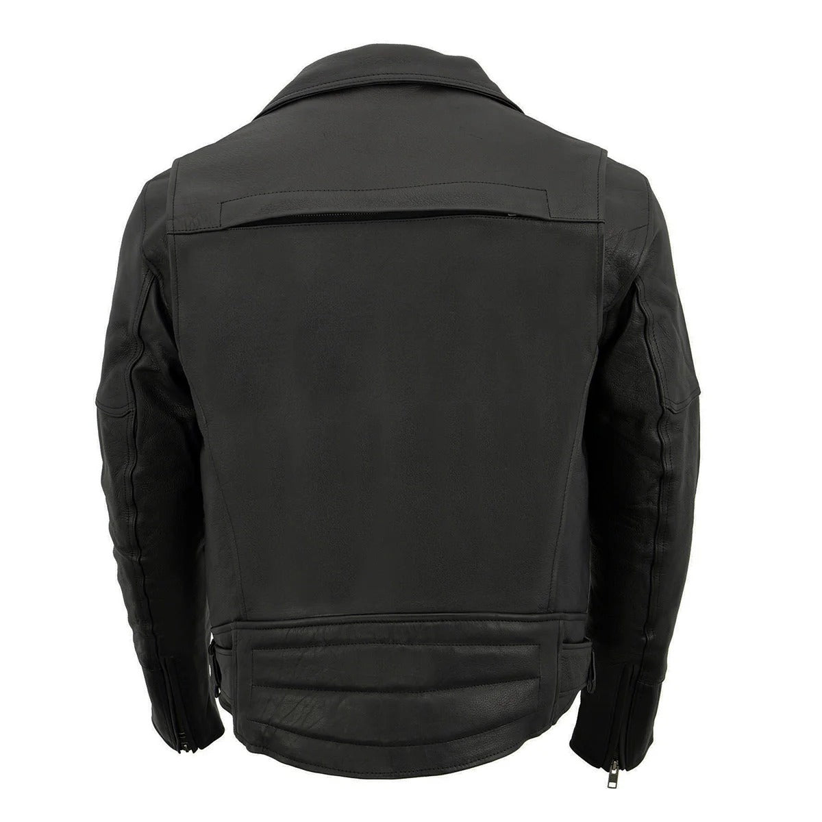 Men’s Black Utility Pocket Premium Motorcycle Leather Jacket