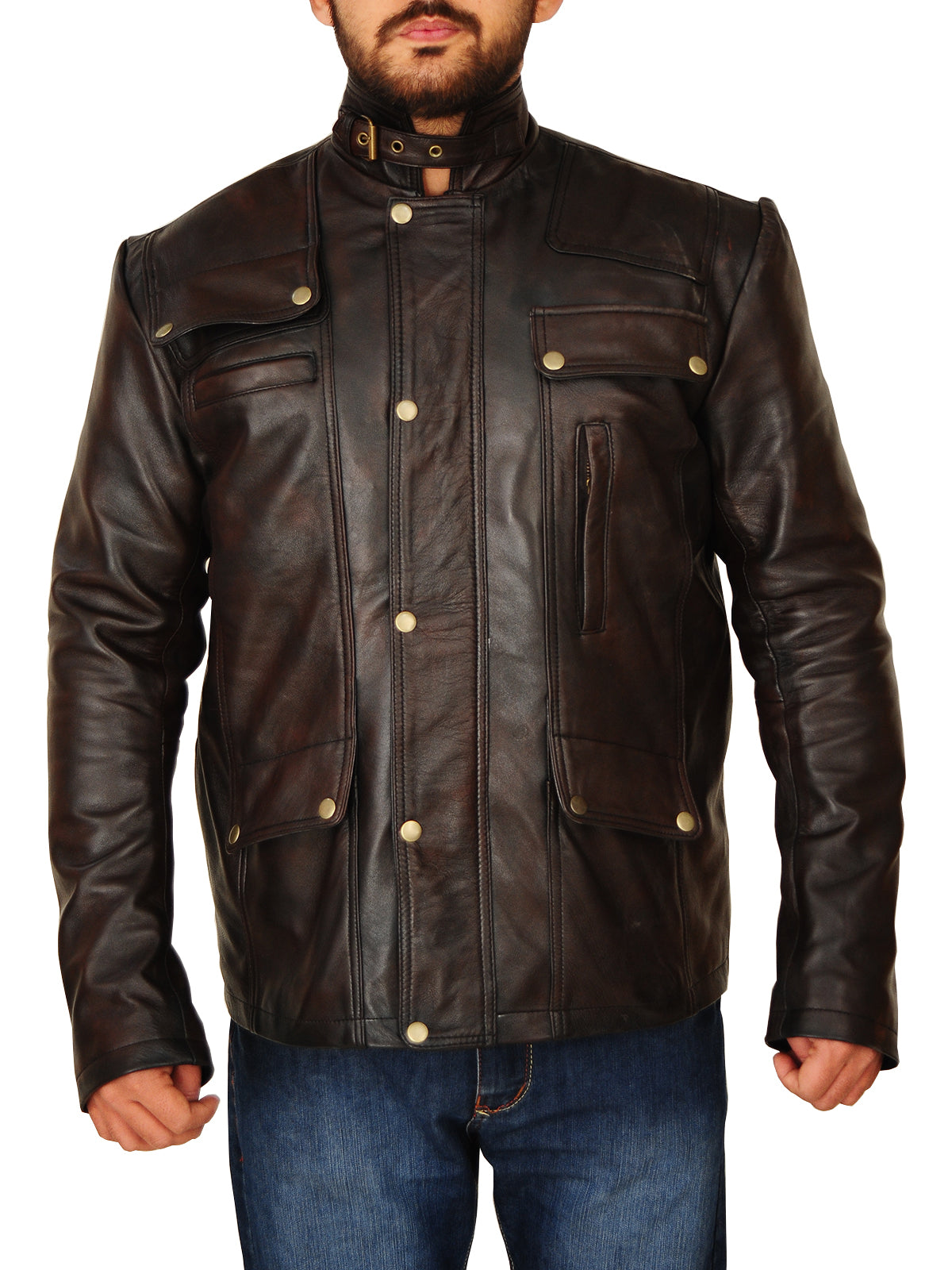 "Men’s Dark Brown Leather Jacket – Avanzar Leather