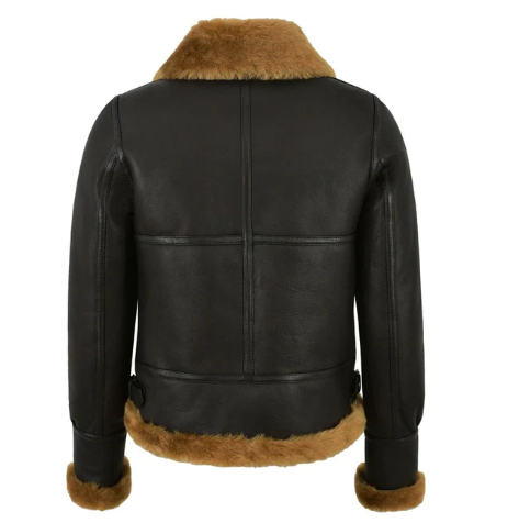 Women's Black Shearling Bomber Leather Jacket