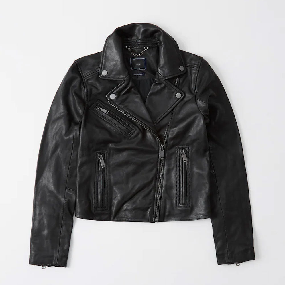 Women's Black Biker Leather Jacket