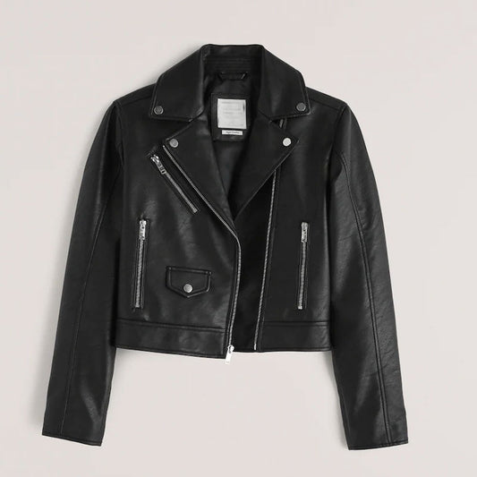 Women's Black Sheepskin Biker Leather Jacket