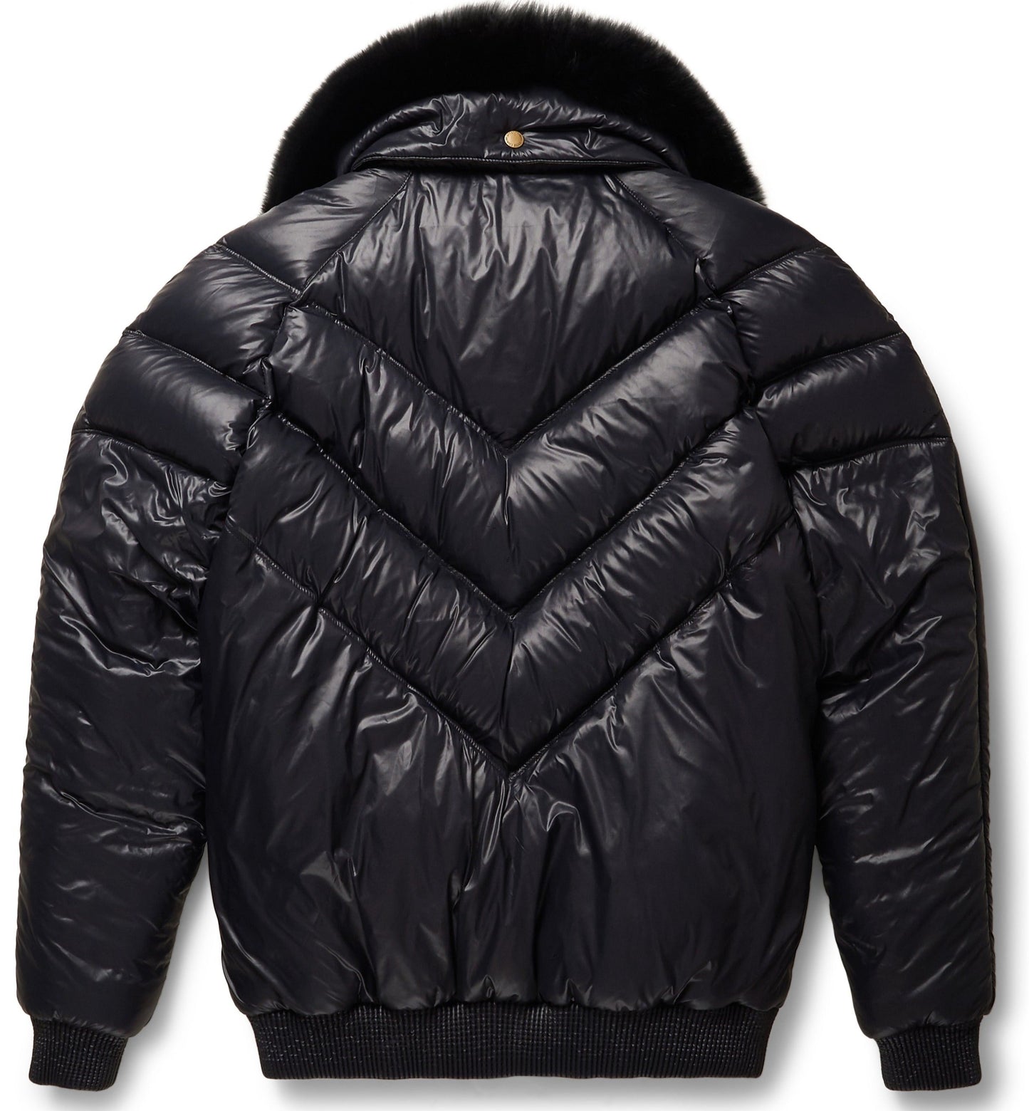 Premium Avanzar Nylon & Black Leather V-Bomber Jacket