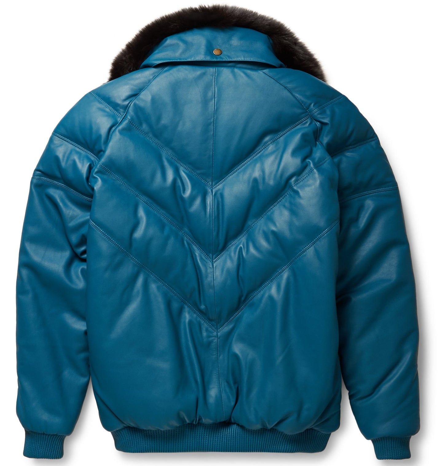 Premium Avanzar Teal Leather V-Bomber Jacket