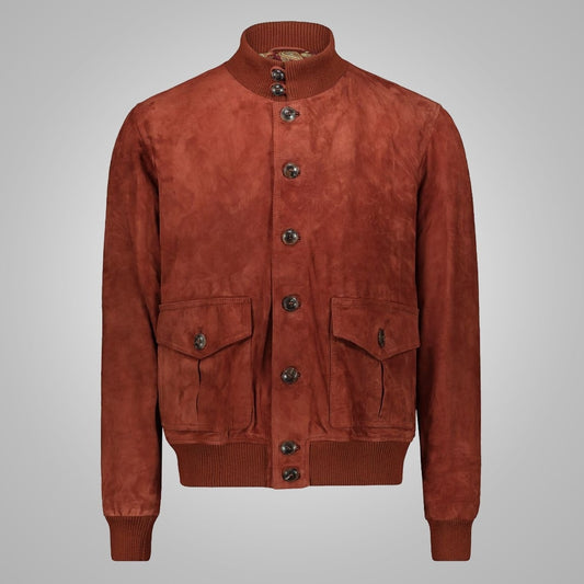 Brown Men’s RAF Sheepskin Aviator Leather Flight Biker Jacket
