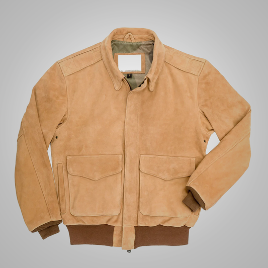 Men's B3 RAF Aviator Brown A-2 Flight Shearling Leather Jacket