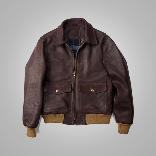 Men's A2 Bomber Flying RAF Aviator Sheepskin Leather Jacket