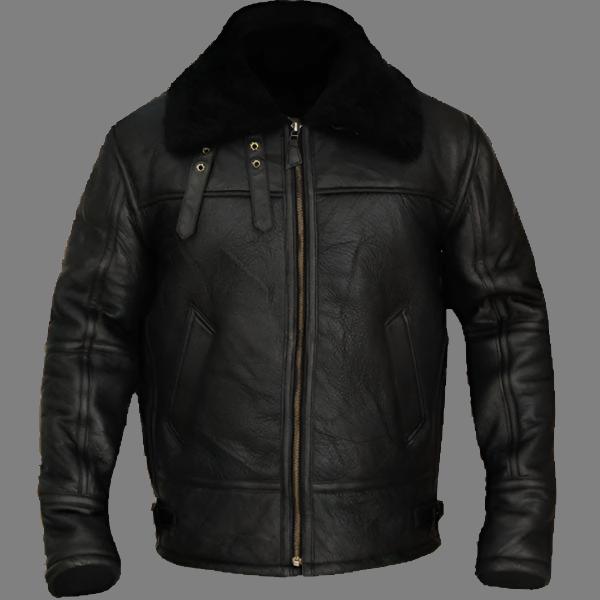 B3 Aviator Bomber Sheepskin Black Leather Jacket