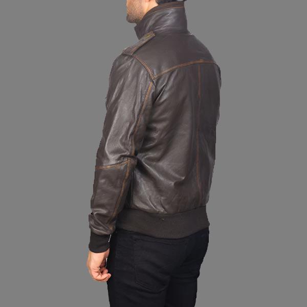 Glen Street Brown Leather Bomber Jacket