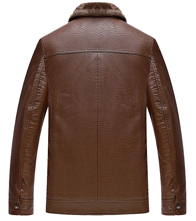 Brown Leather Jacket with Luxurious Fur