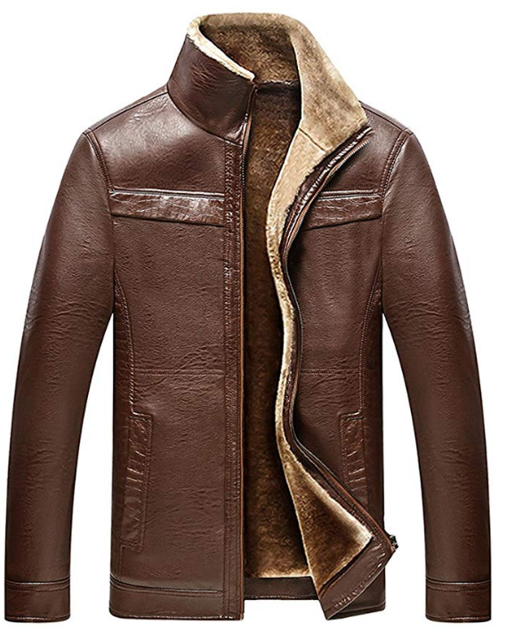 Brown Leather Jacket with Luxurious Fur