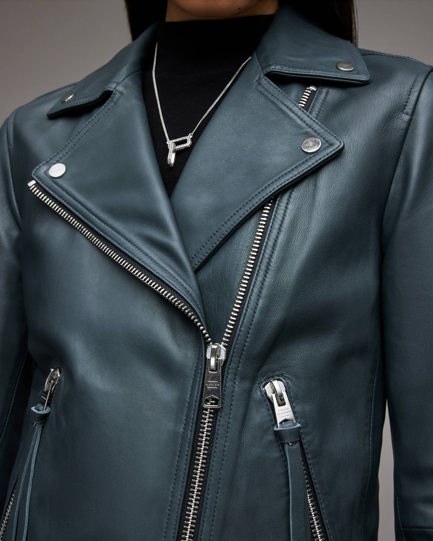 Women's Emerald Green Leather Biker Jacket