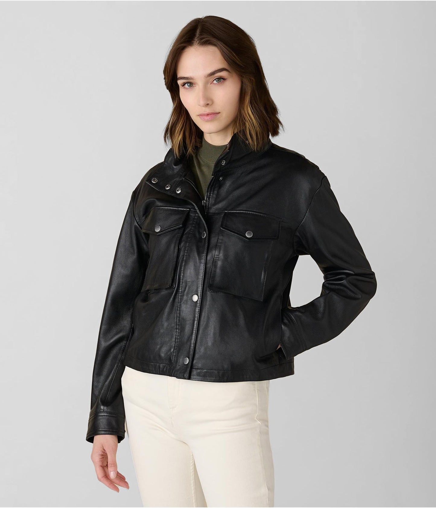 Women's Black Harrington Leather Jacket