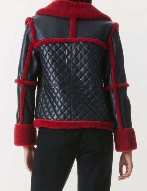 Women's Black Quilted Sheepskin Bomber Leather Blazer