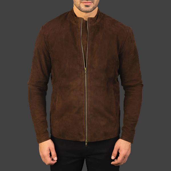 Charcoal Mocha Suede Biker Jacket