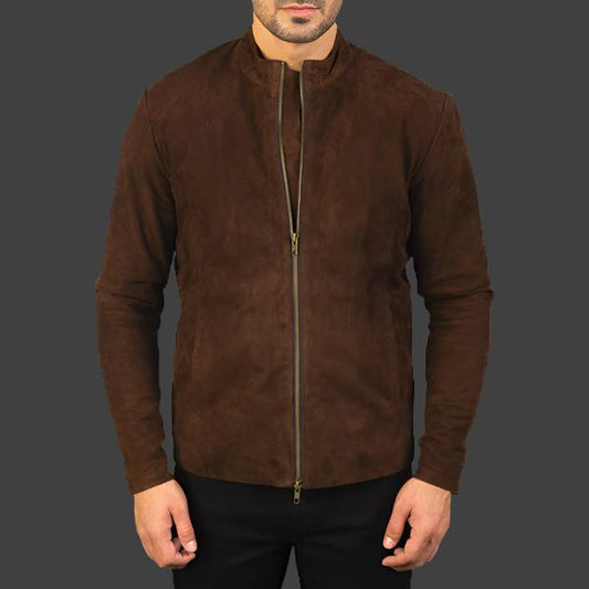 Charcoal Mocha Suede Biker Jacket