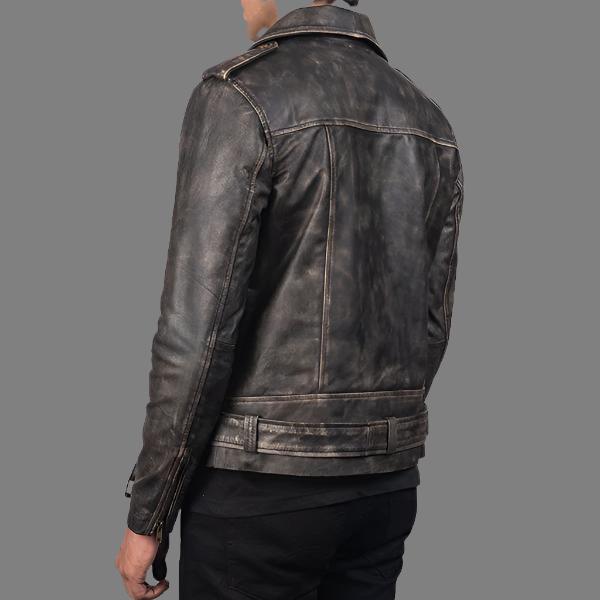 Distressed Brown Leather Biker Jacket Allaric Alley