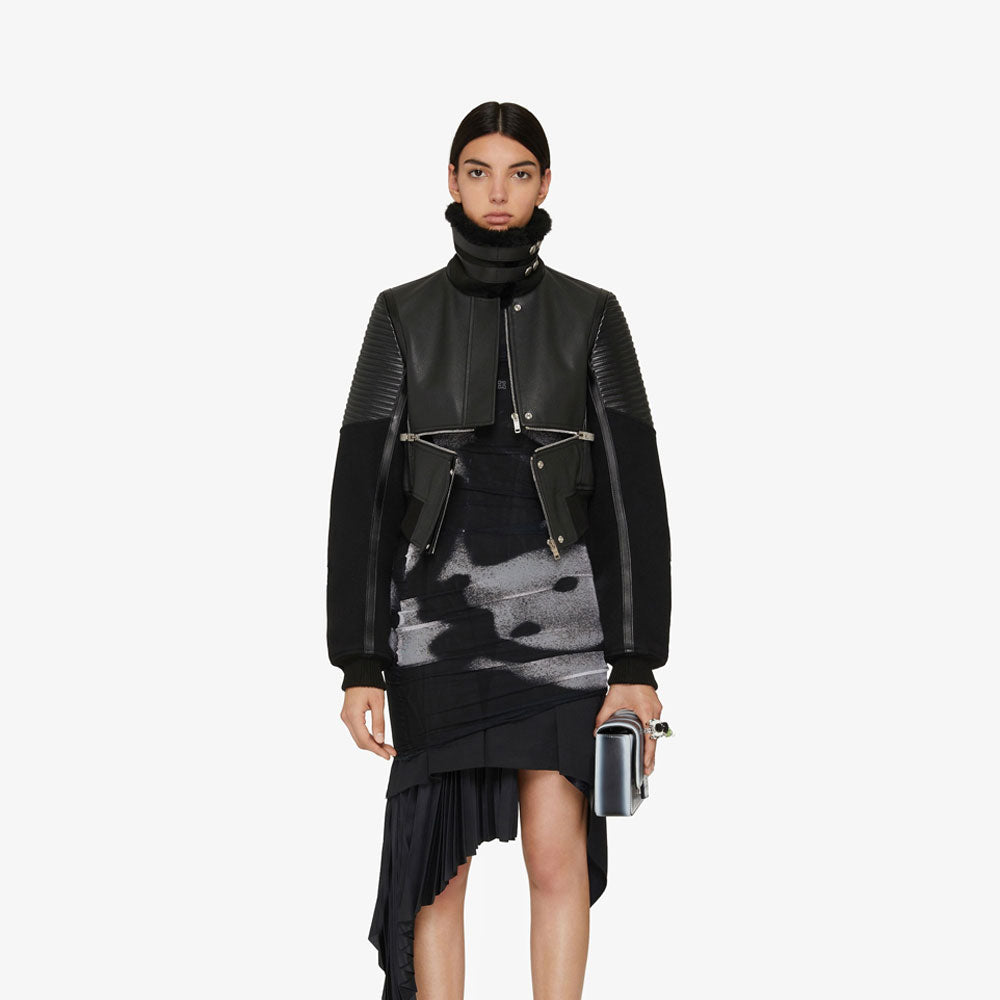 Women's Black RAF Sheepskin Shearling Aviator Leather Bomber Jacket