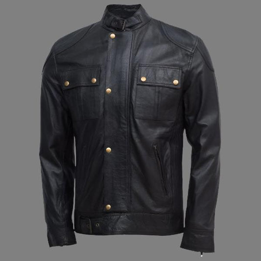 Lightweight Men Soft Black Sheepskin Jacket