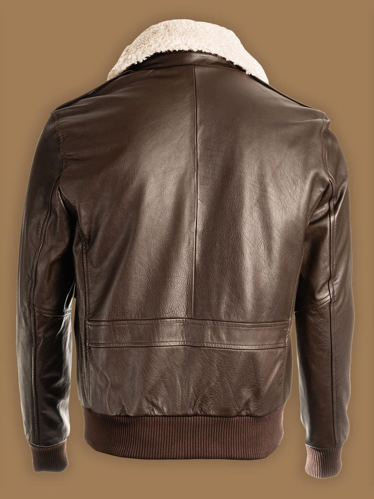 Men’s Brown Pilot Shearling Bomber Leather Jacket