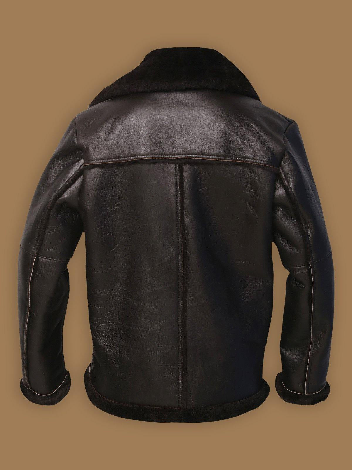 Men’s Dark Brown Shearling Bomber Aviator Jacket