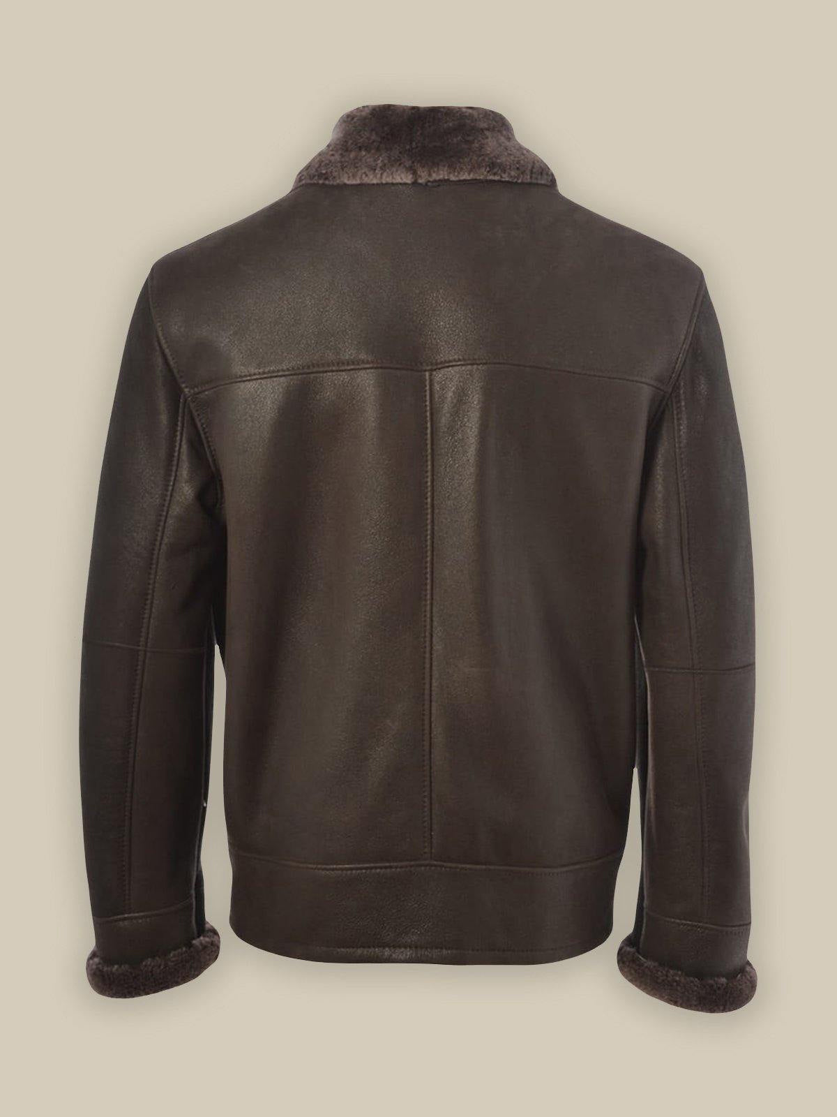 Men’s Brown Shearling Bomber Leather Jacket