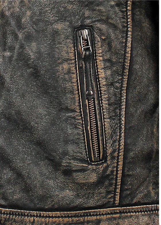 Men’s Black Distressed Leather Jacket Rugged Style