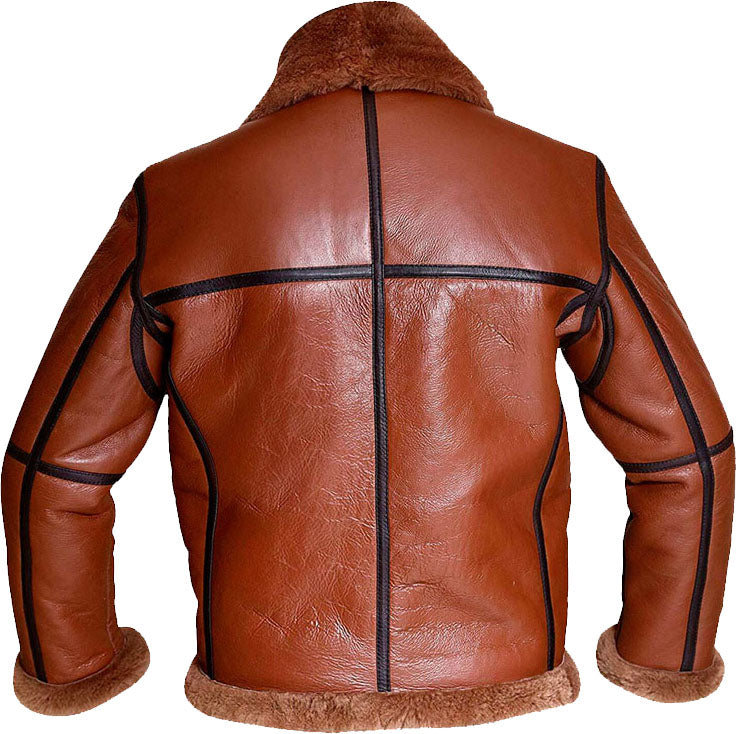 Men’s Aviator Bomber Leather Jacket with Fur