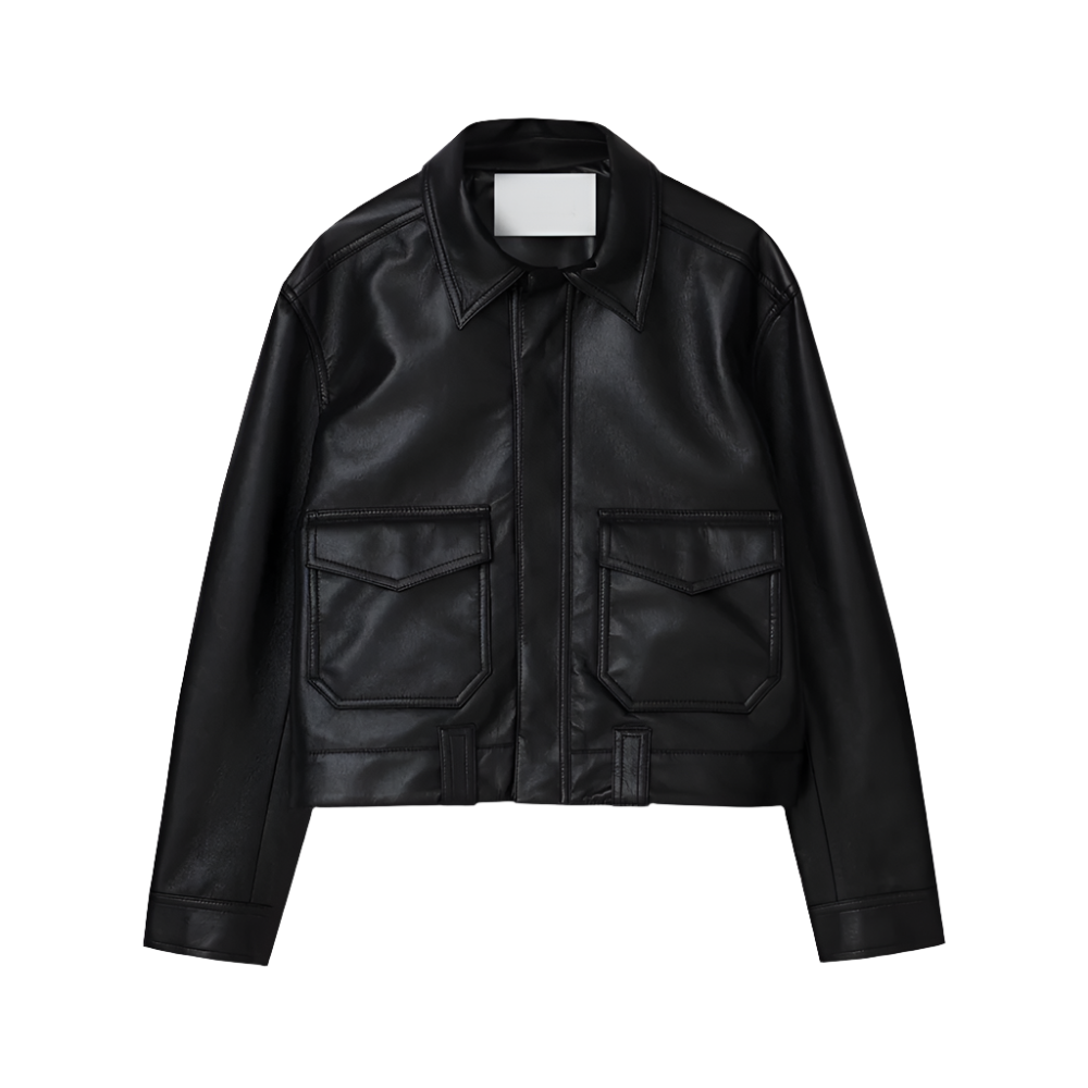 Mens Black Sheepskin Trucker Style Leather Jacket