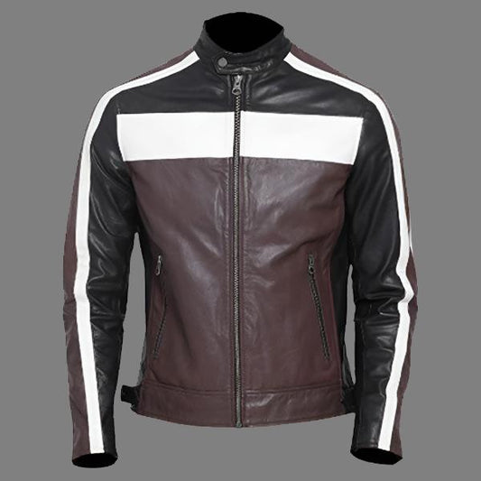 Multi Color Goat Leather Fashion Biker Jacket for Men