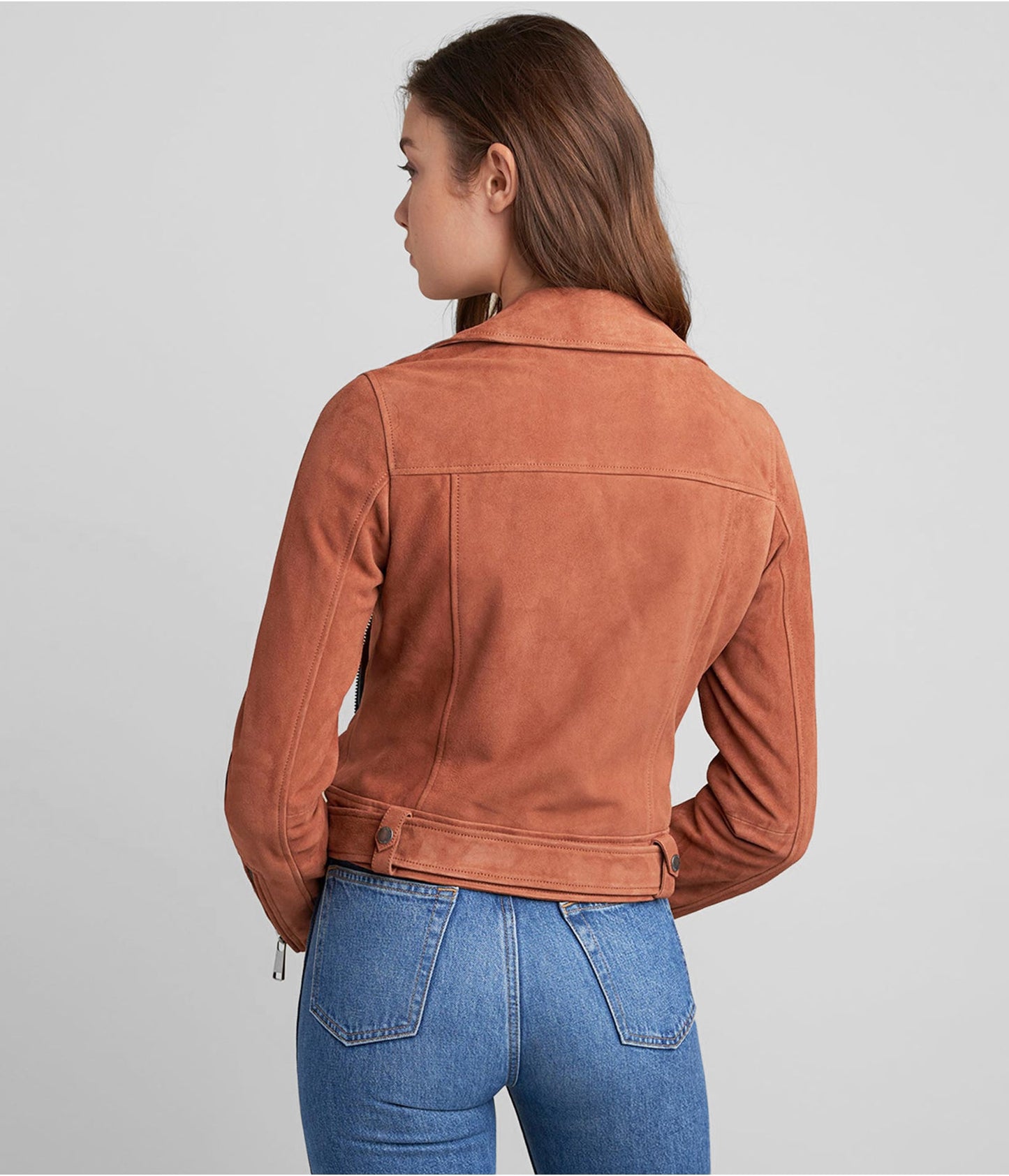 Women's Tan Brown Suede Leather Biker Jacket – Classic & Refined