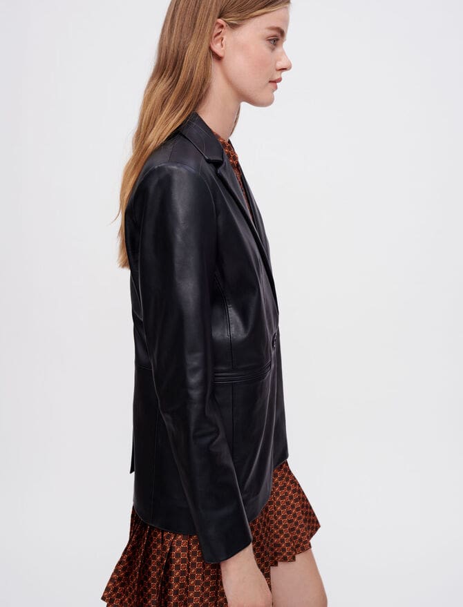 Women's Black Leather Blazer – Avanzar Leather