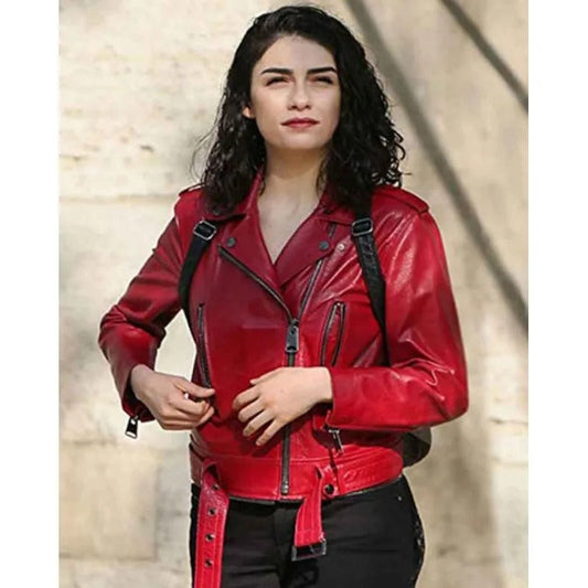 Women’s Red Leather Racing Jacket - Avanzar Leather Collection
